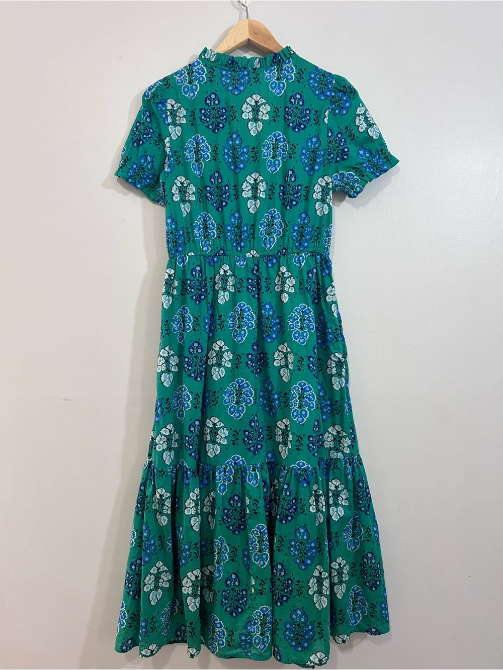 J. Crew Green Floral Short-Sleeve Midi Dress 4 - Picture 8 of 16